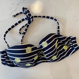 Aerie Navy White Stripe Bikini Top